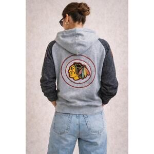 Chicago Sparkle Blackhawks Womens NFL Hockey Zip-up Hoodie size Large